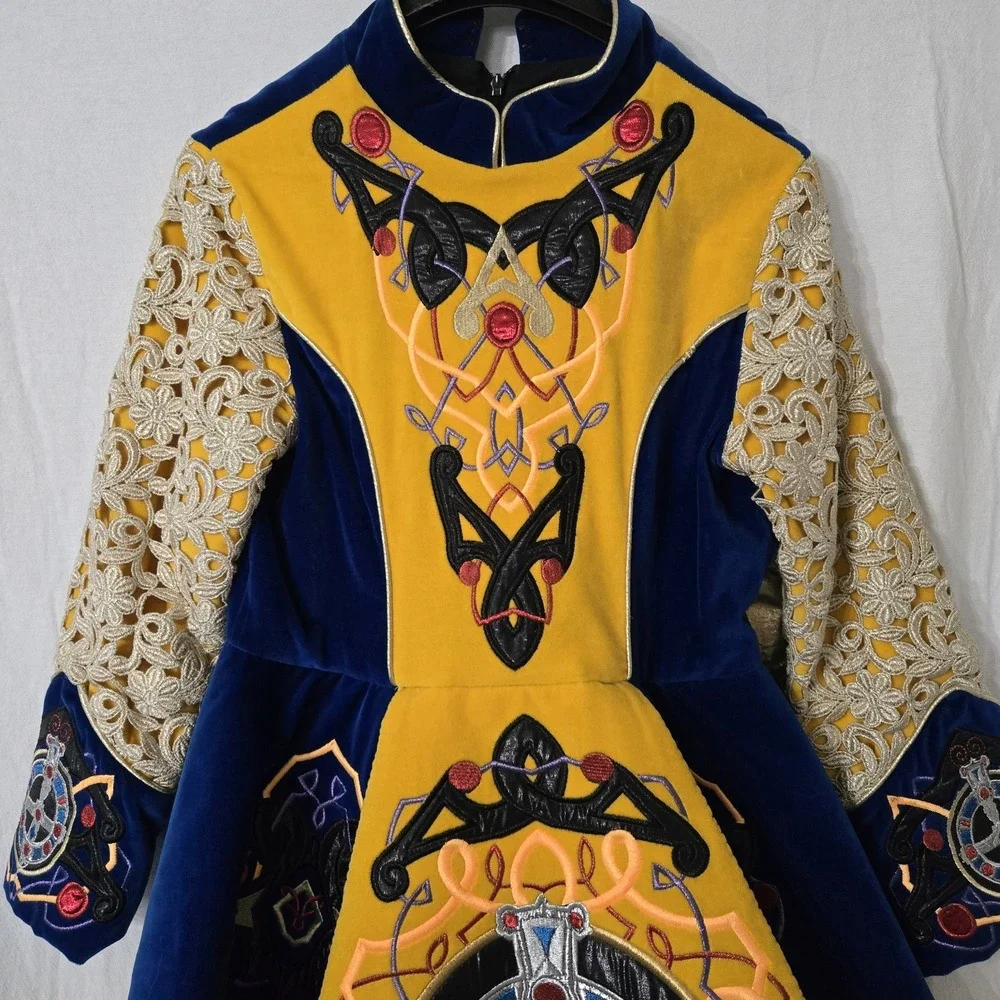 Vintage Celtic Irish Traditional‎ Folk Step Dance Dress Costume Embroidered